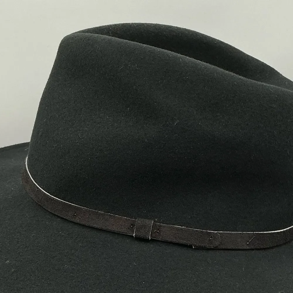 Lite Felt wool Black Fedora Hat with black trim size L